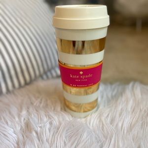 New Kate Spade Gold Stripe Thermal Mug - used